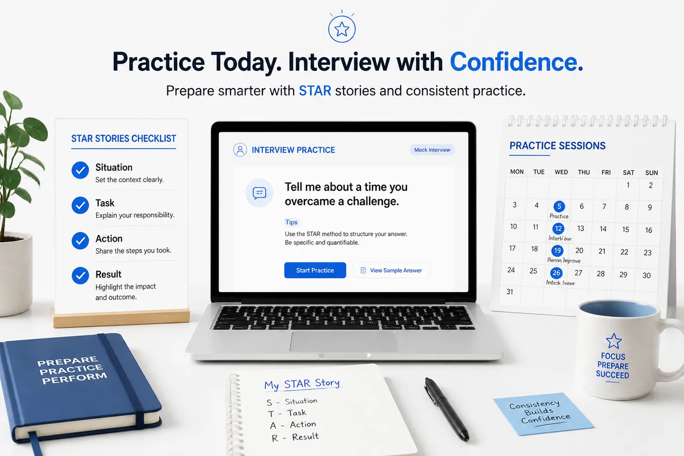 Internship interview practice plan using behavioral and role-specific questions