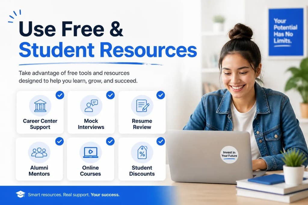 Student career resources and discounts checklist for internship search tools