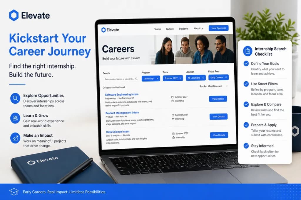 Branded company career page search plan for internships