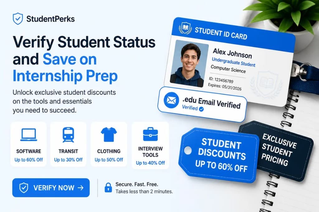 Student discounts and verification tools for internship search