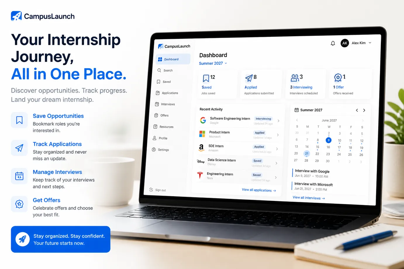 Remote summer 2027 internship search dashboard for students