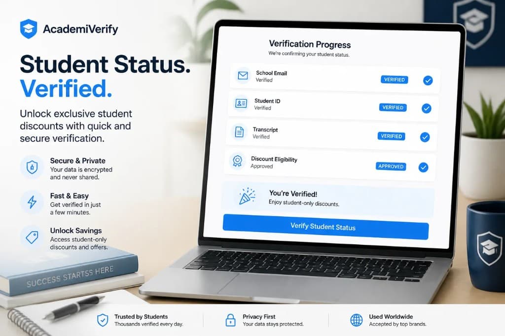 Student verifying status for internship search tools and discounts