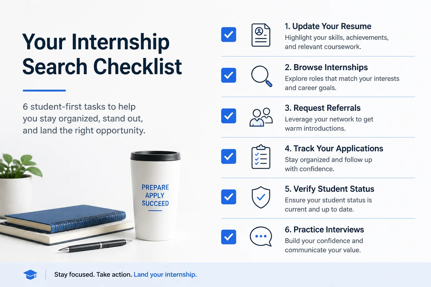 Summer 2027 internship search checklist for students
