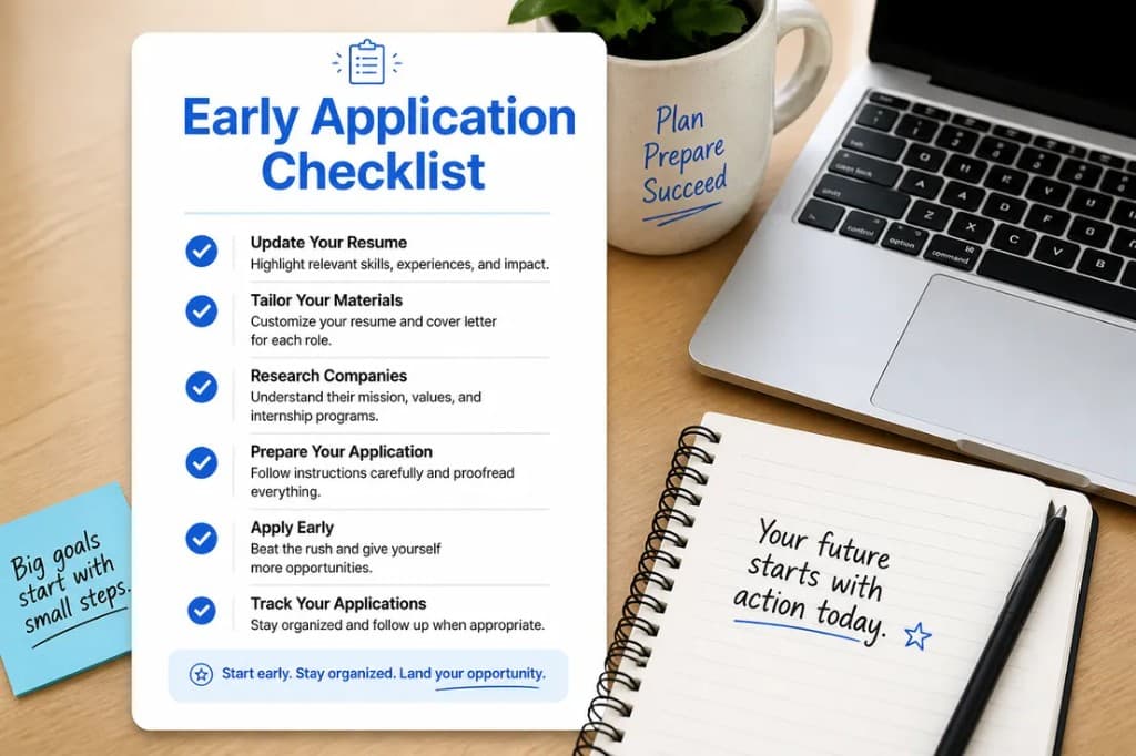 Checklist for applying early to summer 2027 internships