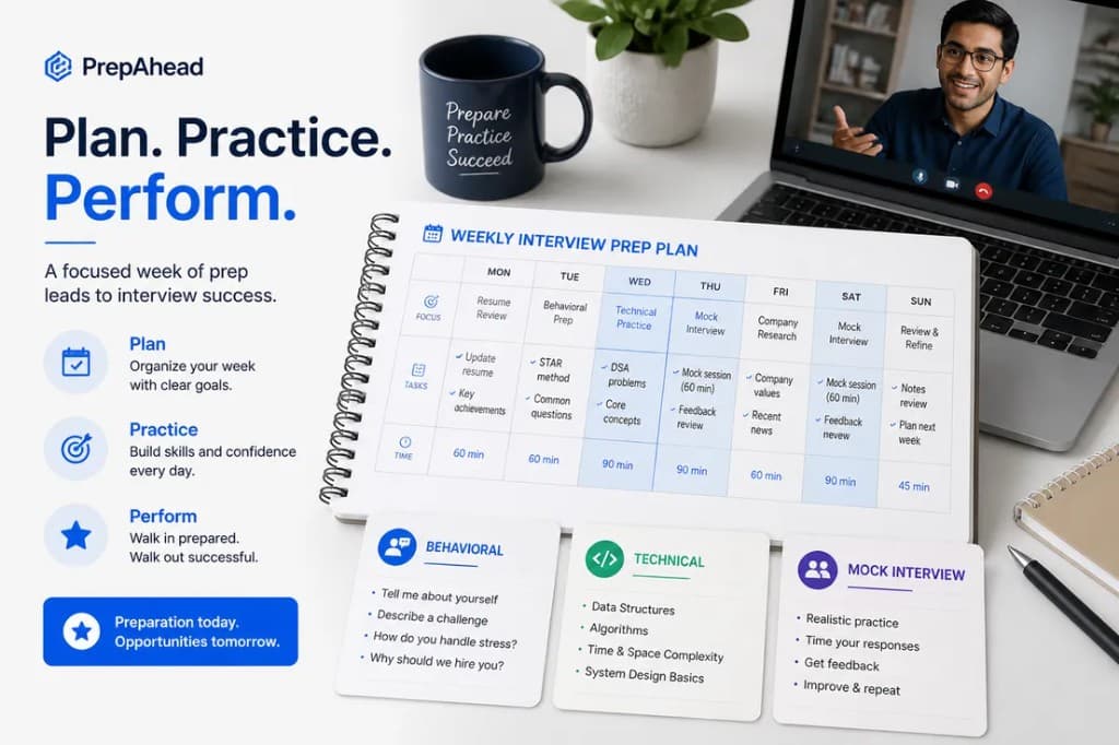 Weekly interview practice plan for summer 2027 internship applicants
