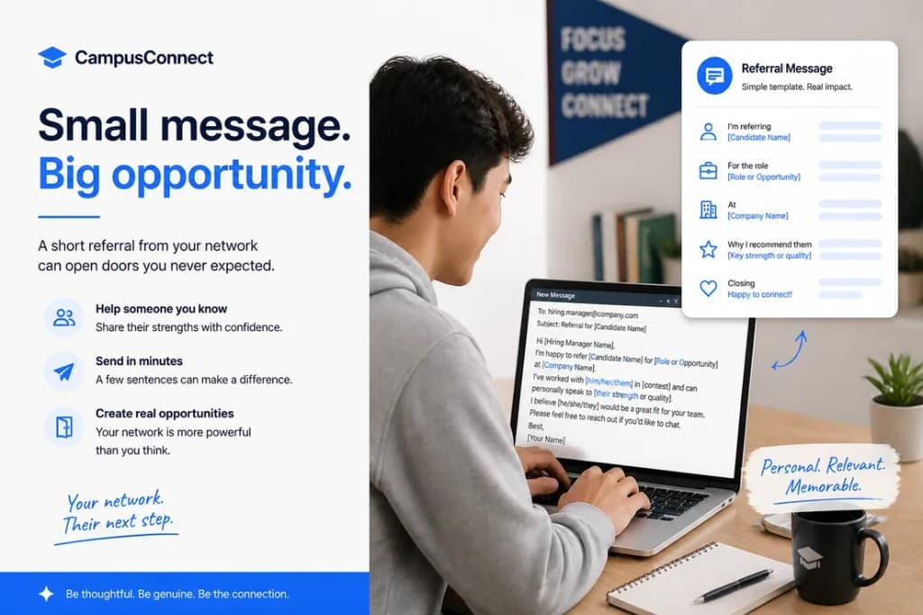Referral request message template for summer 2027 internships