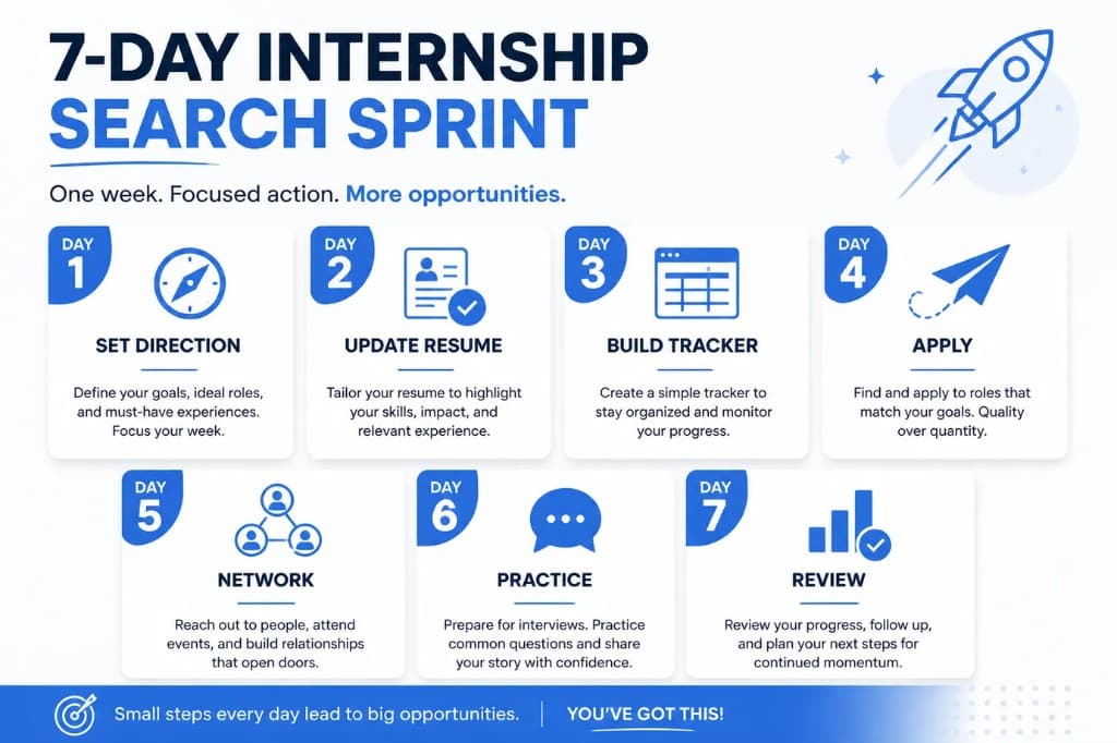 Seven day action plan for starting a summer internship search