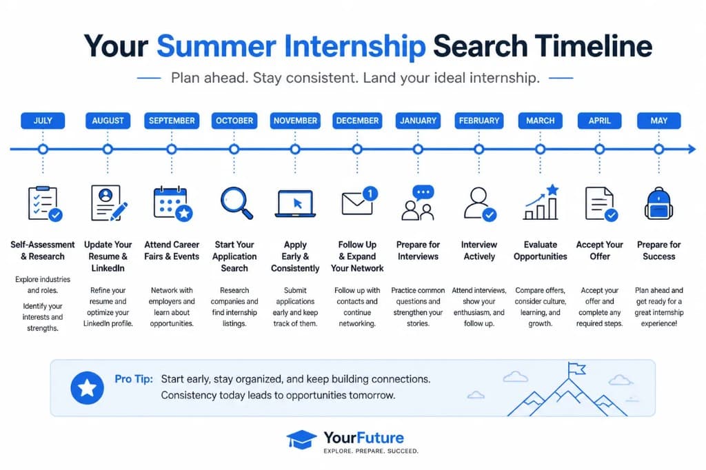 Summer internship search timeline for college students